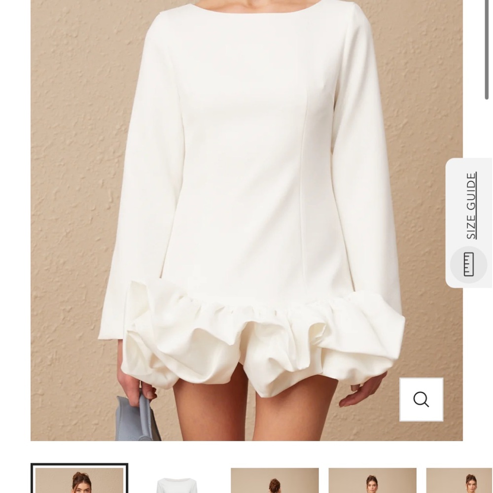 Elegant White Ruffle Hem Dress